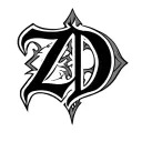 "ZD" Ambigram tattoo art that reads tattoo design idea