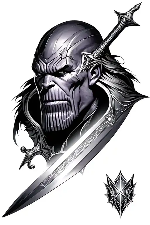 thanos sword and the infinity tattoo design idea