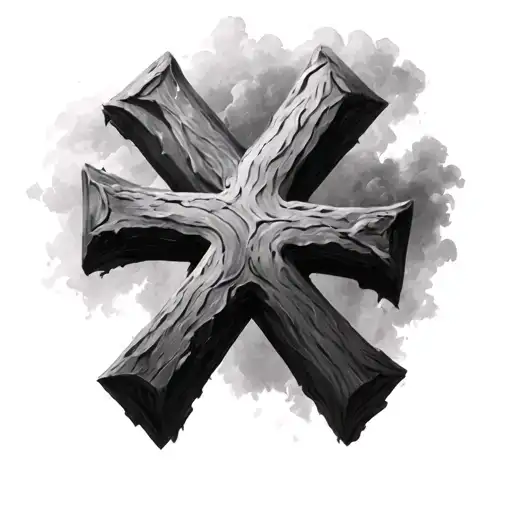 3 enriched crosses . the cross in the middle bigger. clouded background  tattoo design idea
