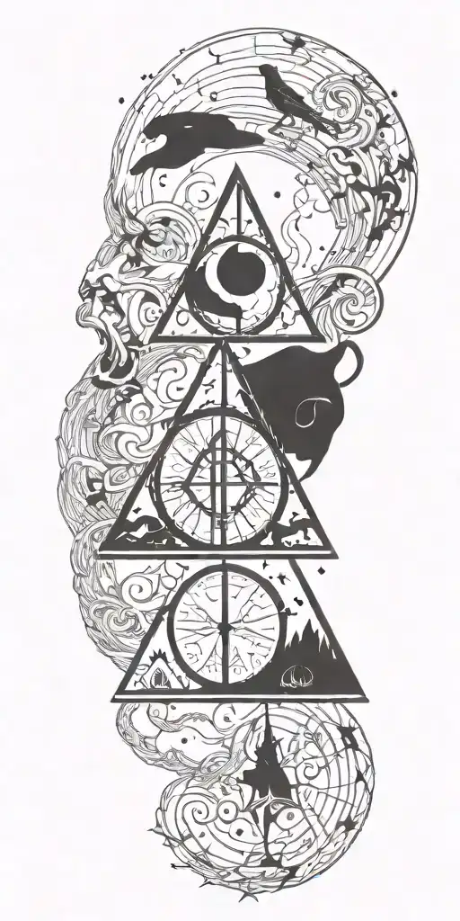 Harry Potter and the Deathly Hallows symbol incorporated tattoo design idea