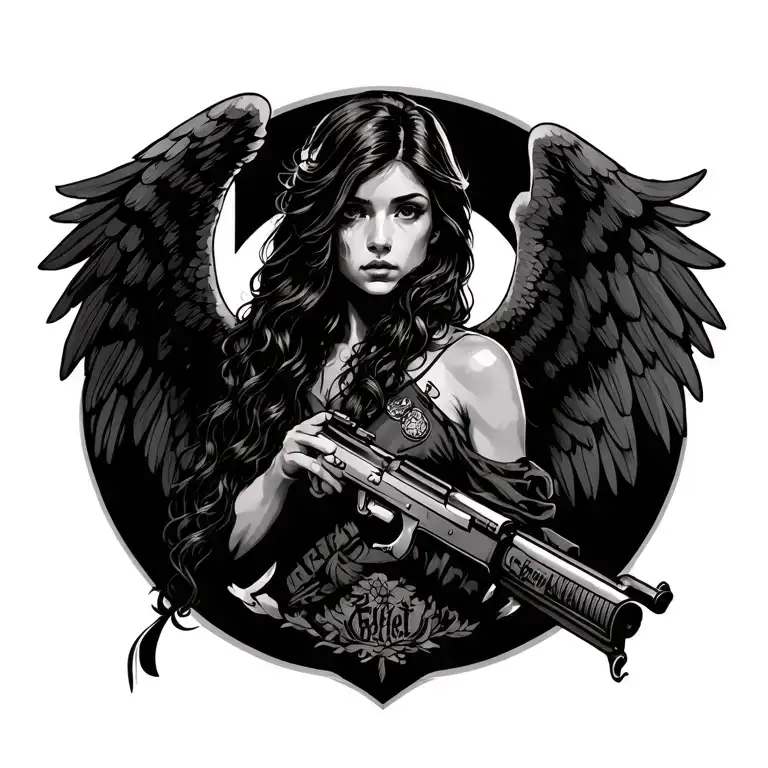 Fallen angel and military intelligence tattoo design idea