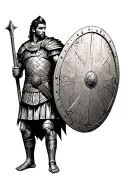 roman warrior with shield tattoo design idea