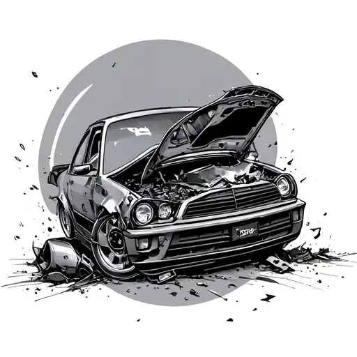 Car Crash tattoo design idea