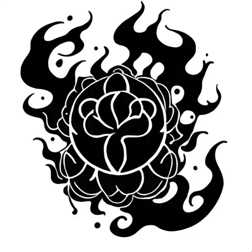Ophanim with flames tattoo design idea