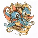 stitch, dory and crush tattoo design idea