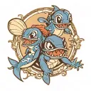 stitch, dory and crush tattoo design idea