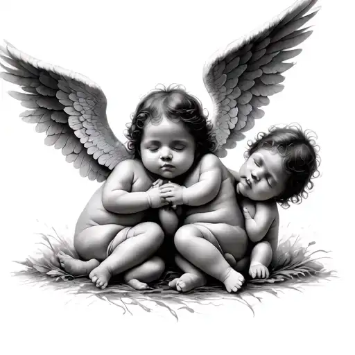 3 Baby Angels tattoo design idea