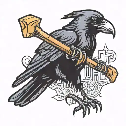 crow wielding a crowbar tattoo design idea