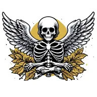 Skeleton Angel Wings coffee bean morphing tattoo design idea