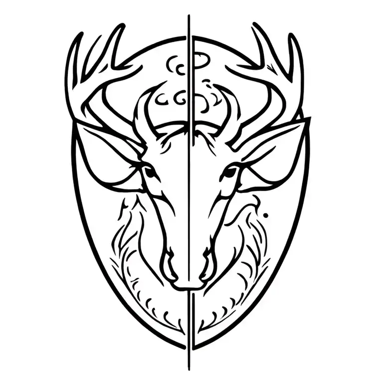 half buck half doe face and chest tattoo tattoo design idea