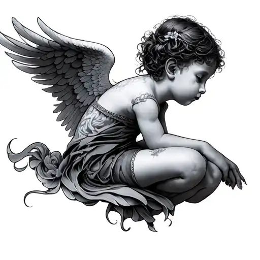Junior h sad angel tattoo design idea