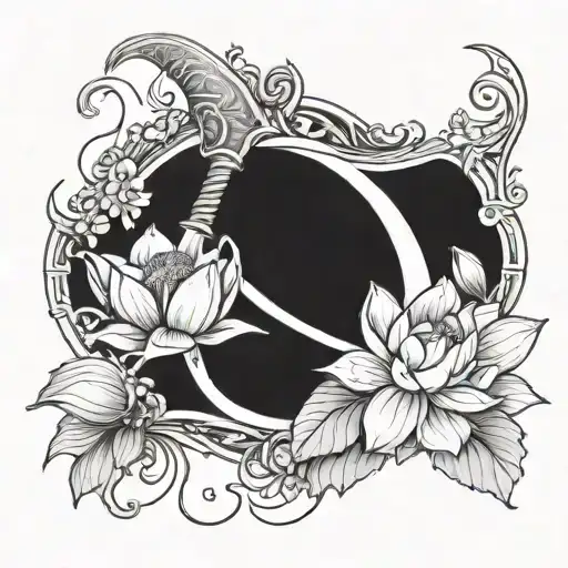 scythe and lotus flower tattoo design idea