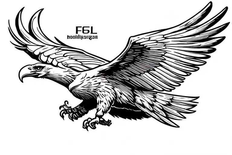Eagle flying tattoo design idea