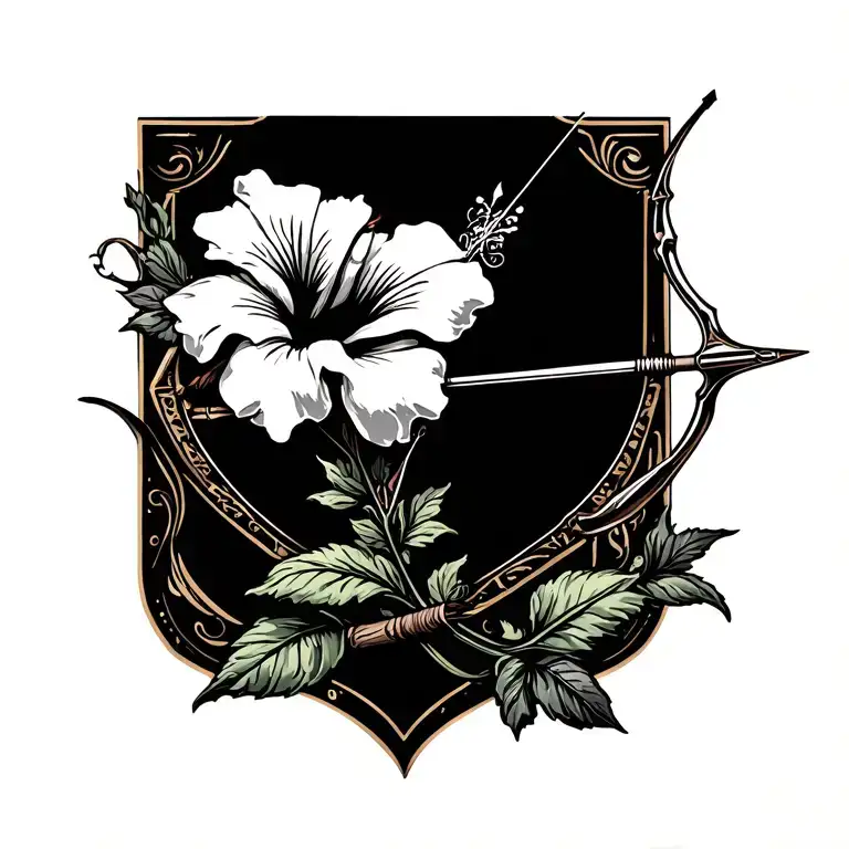 Hibiscus Logo for Archery Team tattoo design idea