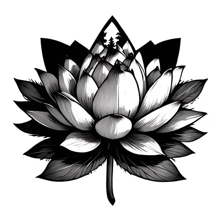 Lotus, Indian, paintbrush, big dipper, northern lights, pine trees, honesty, integrity, humility, tattoo design idea