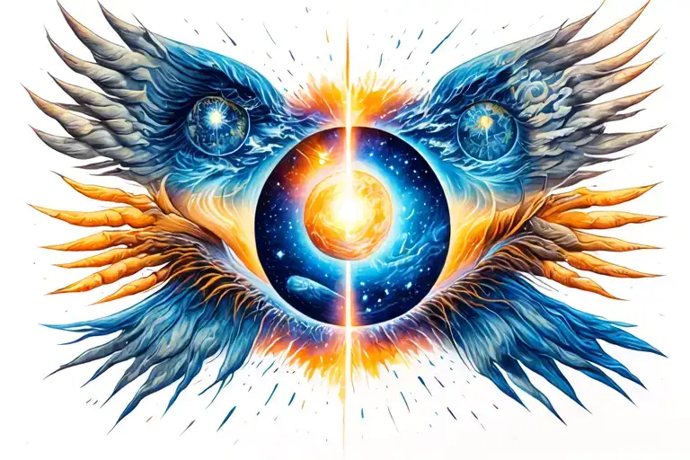 God creates universe looking tattoo design idea