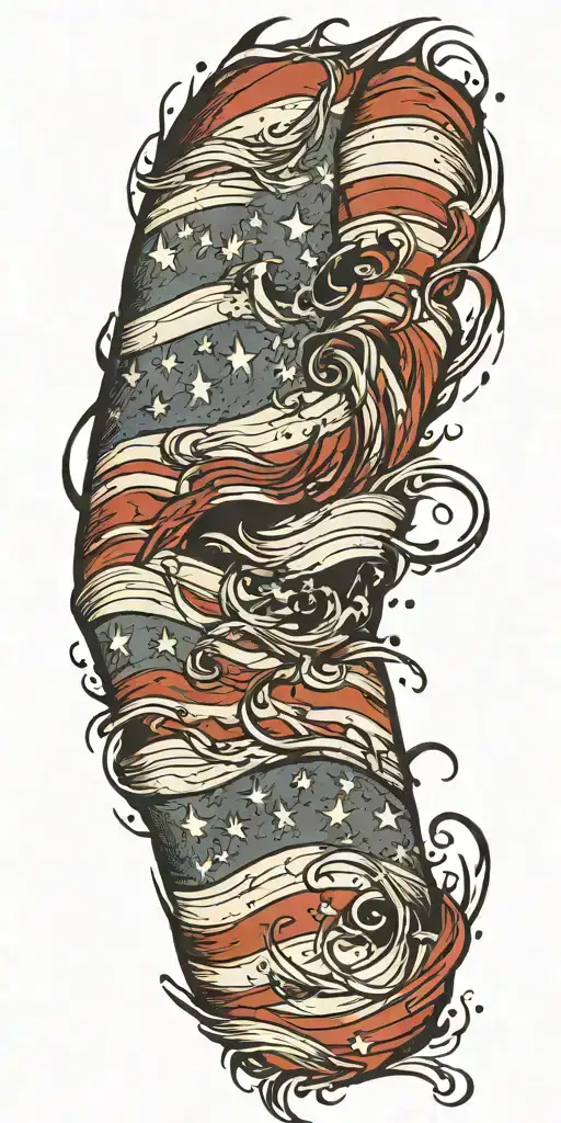 American flag waving military tribute tattoo tattoo design idea