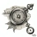 Family tattoo Beach Lighthouse  Map Compass Pocket watch&nbsp; tattoo design idea