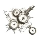 Family tattoo Beach Lighthouse  Map Compass Pocket watch&nbsp; tattoo design idea