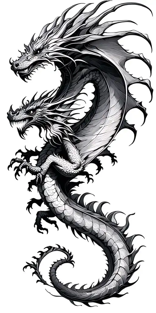 abstract dragon flying tattoo design idea