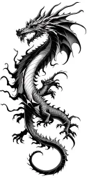 abstract dragon flying tattoo design idea