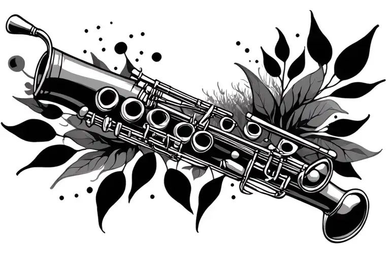 clarinet landscape tattoo featuring jazz elements tattoo design idea