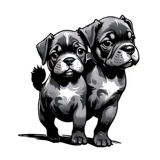 Two poops chasing a butt tattoo design idea