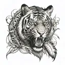 tiger emerging from the jungle tattoo design idea