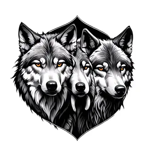 Family of three wolves stage of life tattoo design idea