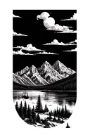 grand Teton mountain range dream to reality with gondola black and white tattoo design idea