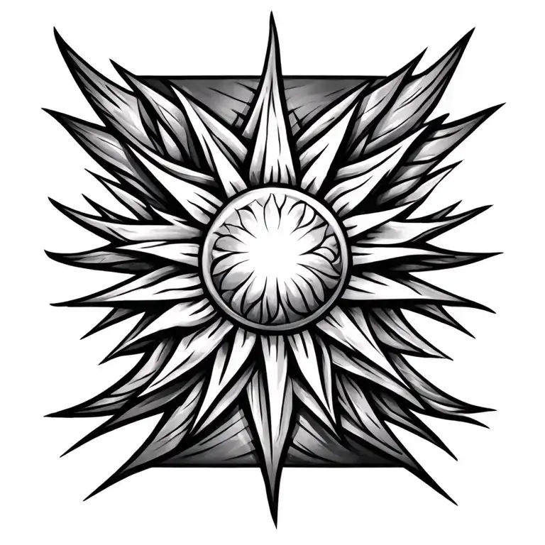 tribal three star and a sun rising tattoo design idea