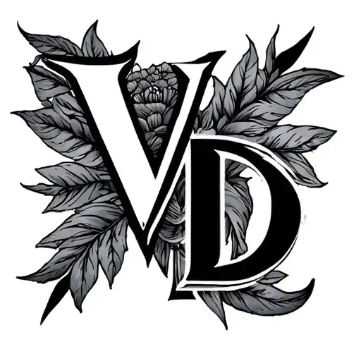 VJ, cursive, the shadow behind V is D tattoo design idea
