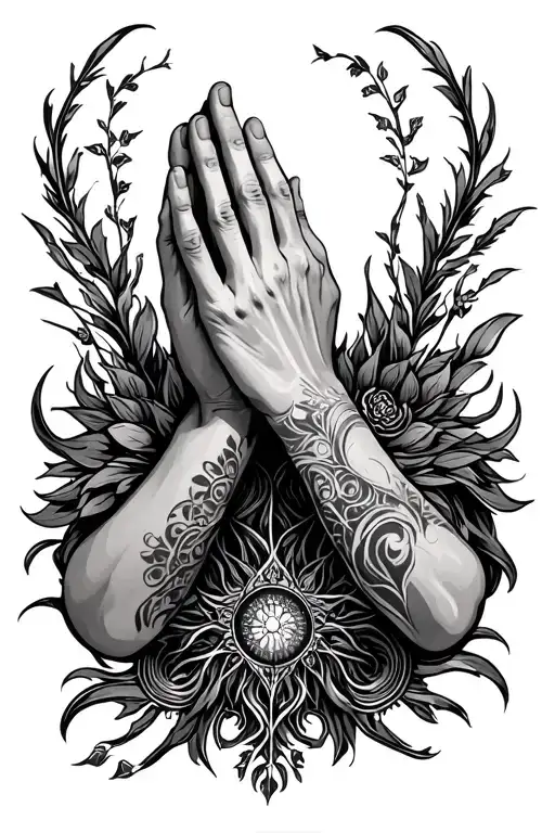 LLAngie with 10 ~ 29 ~ 24 below it and prayer hands tattoo design idea