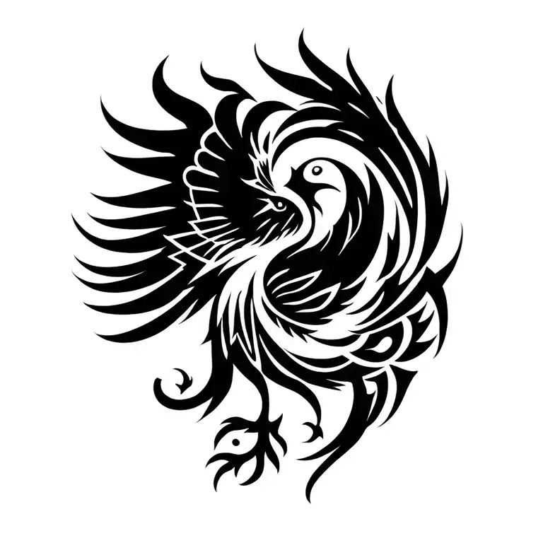 phoenix silhouette tattoo design idea