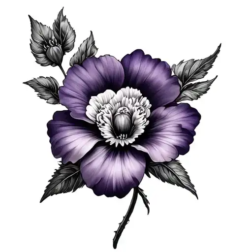 Primrose violet flower intertwined tattoo design idea