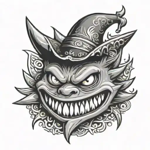 gengar with traditional mexican sombrero tattoo design idea