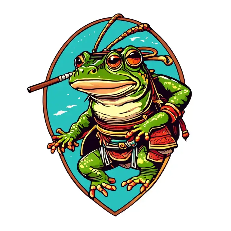 Samurai frog tattoo design idea