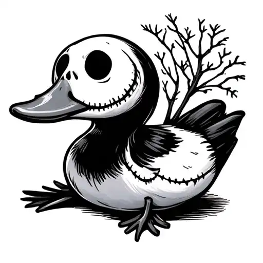 duck toy white and black from nightmare before christmas  movie tattoo design idea