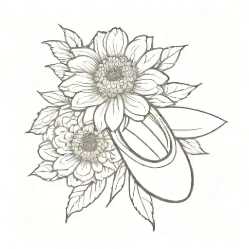 ballet shoes and a zinnia flower tattoo design idea