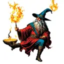 wizard casting a spell tattoo design idea
