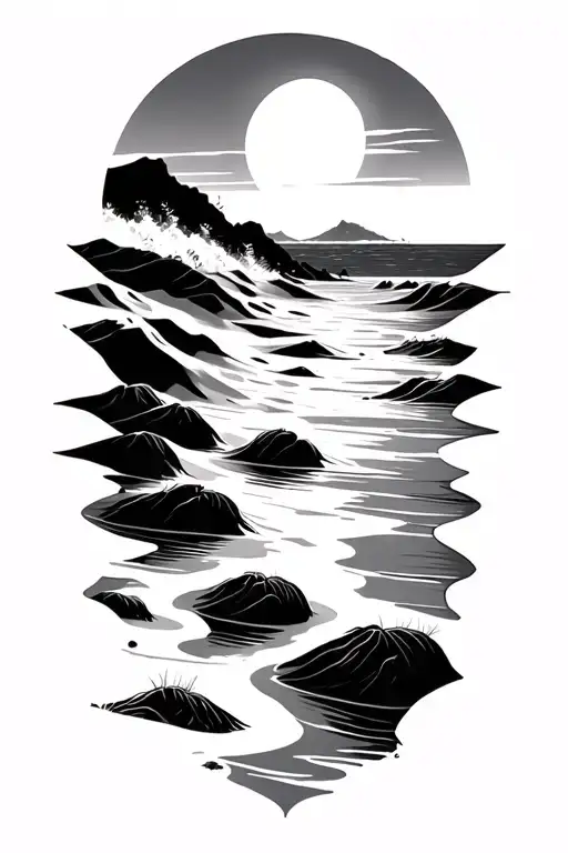 ocean and sand dunes tattoo design idea