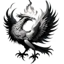 Phoenix with fire and air signs intertwined tattoo design idea