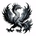 Phoenix with fire and air signs intertwined tattoo design idea