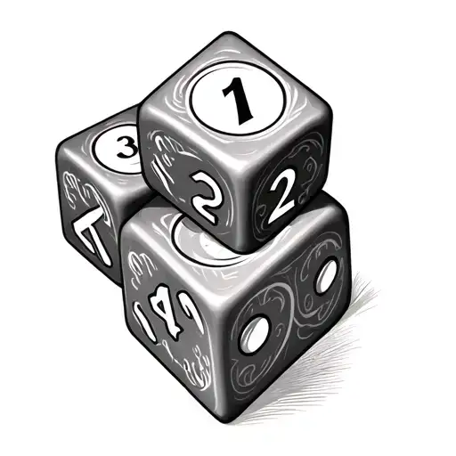  3 d20 dice, two of which have a 1 and the third has a 2 tattoo design idea