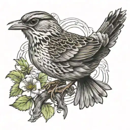 irish lark bird rising tattoo design idea