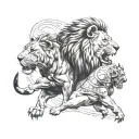 lion and gladiator  tattoo design idea