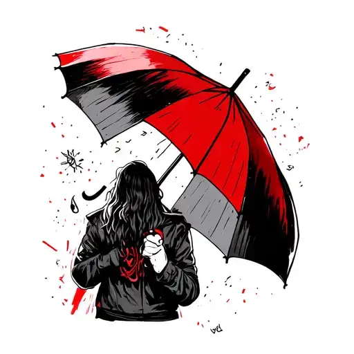 mayday parade, umbrella, red, emo tattoo design idea