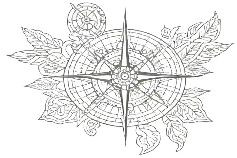 compass and a human heart tattoo design idea