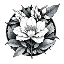 blooming caragana, like karma circle shape tattoo design idea