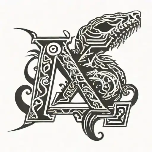 the cool letters k and s are shaped like the bones of a burnt rat's head tattoo design idea